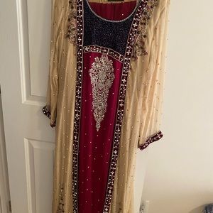 Fully embroidered back and front, with pant and dupatta with sequins